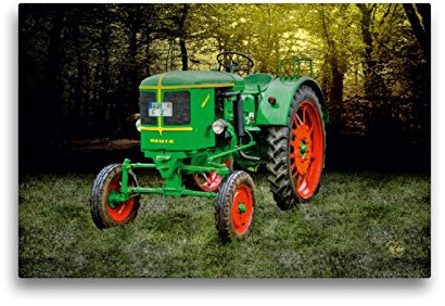 Premium Textil-Leinwand 45 x 30 cm Quer-Format Oldtimer Traktor Deutz | Wandbild, HD-Bild auf Keilrahmen, Fertigbild auf hochwertigem Vlies, Leinwanddruck von Peter Roder