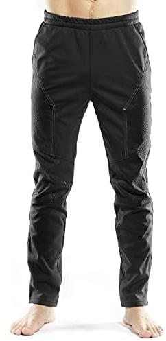INBIKE Fahrradhose Radlerhose Herren Lang Winter Thermo Laufhose Radhose Winddicht Atmungsaktiv Warm MTB Hose Damen mit Fleece für Fahrrad Laufen Joggen Sport Outdoor Schwarz M