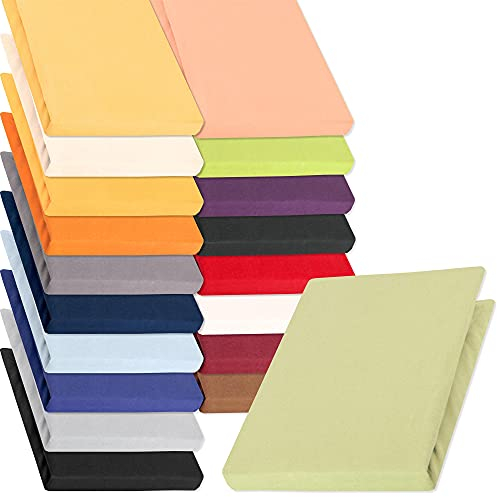 aqua-textil Pur Jersey Spannbettlaken 140x200-160x220 cm pistazien grün Wasserbett Boxspringbett 160g/qm Mako Baumwolle