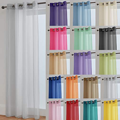 John Aird Lucy Voile Curtain - Eyelet - 1x Curtain Panel (Silver, 58 Wide x 90 Drop)