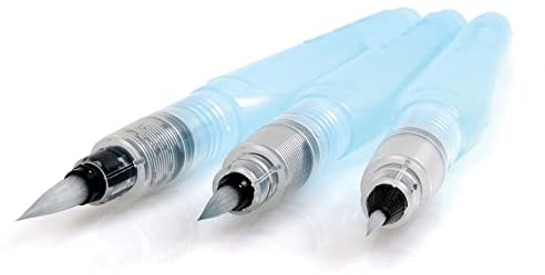 Pentel Aquash Brush FRH, Set mit 3 Pinseln für Wasserbehälter mit feinen, mittelgroßen und großen Spitzen (Verpackung kann variieren)