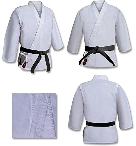 V.Sports Karate Gi White suit Heavyweight Tournament 16oz Brushed Canvas Uniform Aikido (6/190cm Extra Large) New revised cut (Black belt not included)
