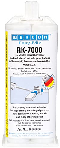 WEICON 10565050 Easy-Mix RK7000 50g Acrylat-Strukturkleber für Kunststoff, Metall, Keramik, cremeweiß