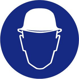 Gebotsschild aus Folie - Schutzhelm tragen - Ø 10 cm