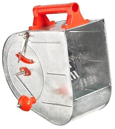 CON:P Putzwerfer - chromfarbig/rot - mit Stahlfederwalze, Kurbel & Abstreifer/Putzmaschine/Verputzmaschine / BP844000