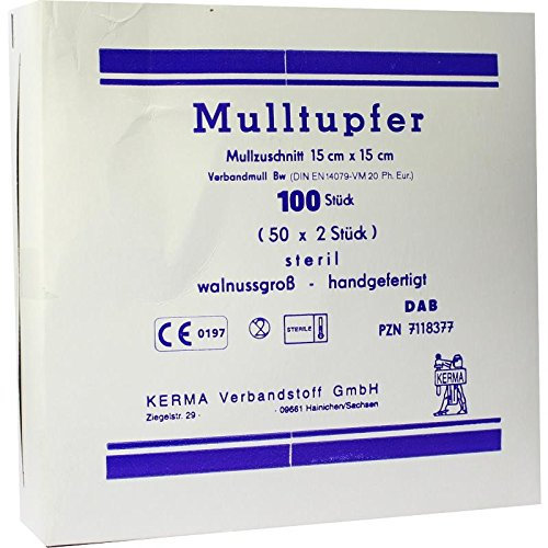 MULLTUPFER 15x15 cm walnussgroß steril 50X2 St