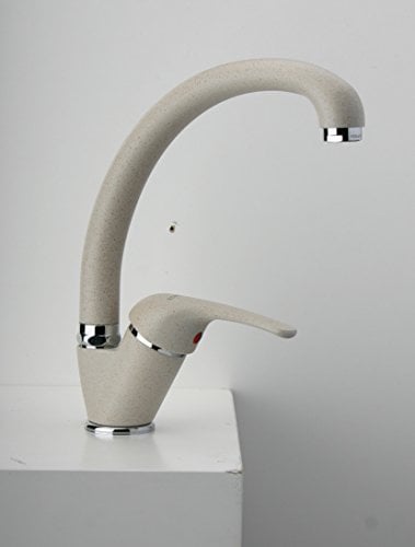 Rubinetto miscelatore monoforo LAVELLO CUCINA con bocca tubo arco orientabile codice 42AS570/599T serie CRETA 100 - PAINI S.p.A. Rubinetterie - Finitura verniciato Granito Avena