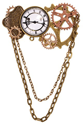 BLESSUME Steanpunk Gears Clock Brooch …