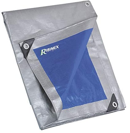Ribimex Lona Impermeable para Exterior Pro 6 x 10 m de Polietileno con Ojales de Aluminio, Esquinas y Bordes Reforzados, 250 g/m², Ideal para Uso prolongado y protección contra la Intemperie –