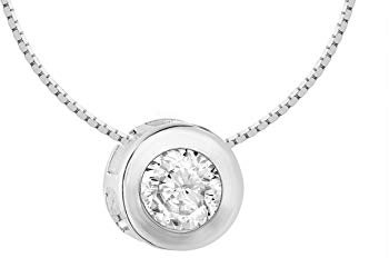 Tuscany Silver Damen Collier Sterling Silber Zargenfassung 5mm Rund Weiß Zirkonia 41cm/16'