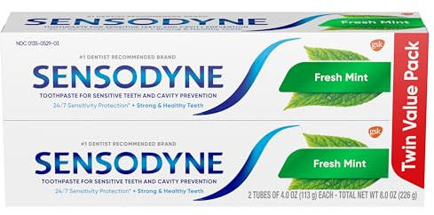 Sensodyne Fresh Mint Sensitive Toothpaste, ADA Accepted Toothpaste for Cavity Prevention and Sensitive Teeth Treatment - 4 Ounces (Pack of 2)