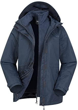 Mountain Warehouse Fell Womens 3 in 1 Jacket -Water Resistant Rain Jacket, Adjustable Hood Ladies Triclimate Jacket, Packable Hood - Ideal Womens Coat for Walking Navy Women's Size 16