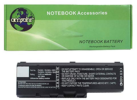 amsahr 3383U-02 Ersatz Batterie für Toshiba 3383U, A70, A75, P30, P35, PA3383, PA3383U schwarz
