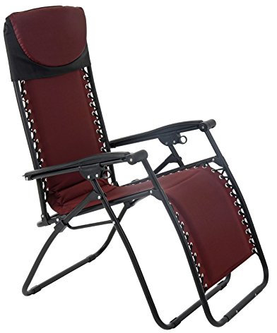Azuma Zero Gravity Padded Garden Reclining Relaxer Lounge Lounger Chair In Dark Red