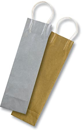 folia 21600 Paper Bags for Bottles, Gift Bags, Pack of 6, Approx. 10 x 10 x 36 cm, White, for Crafts, Decorating and Gifting