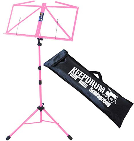 keepdrum MUS3 PK Notenständer Rosa Pink mit Tasche