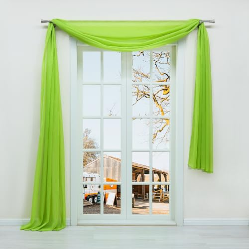 Olivia's Stylism Boutique Querbehang Deko Gardinen aus transparentem Voile Schals H*B 600 * 145cm Grün