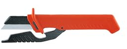 Intercable AV3920 Kabelmesser - Massivklinge Austauschbar - 200 mm | Abmantelmesser aus Rostfreiem Stahl mit Ergonomischem Griff, 50 mm Klinge, Klingenschutz und Klingenschuh
