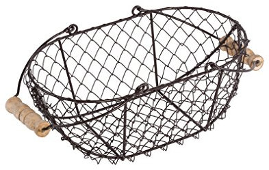 Markenzeichen Innovations Oval Draht Korb mit Holz Handles-Vintage Stil