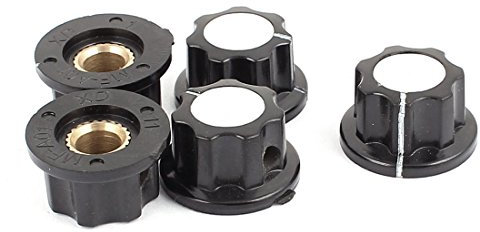 sourcing map Schwarz Kunststoff Gerippt Griff 6mm Schacht Potentiometer Kontroll- Drehknopf Kappe 5er Packung DE de