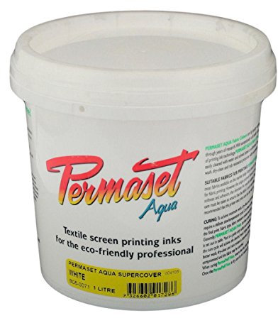 Permaset Aqua - Tinta para serigrafía textil (1 l, ecológico, tinta blanca)