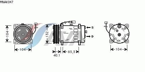 PRASCO MNAK047 Compresseur de clim SD7H15 R134a Compatible avec MAN F2000 L2000 M 2000 L M 2000 M TGA