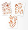 Hibiskus Schmetterling Blüten Ornament SET I - kupfer - 30x21cm - Wall Sticker Wandtattoo Wandaufkleber - Dekoration, Küche, Wohnzimmer, Schlafzimmer, Badezimmer