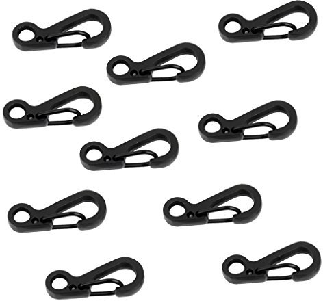 10pcs Mosquetón Gancho Clip Llavero De Aleación Colgante Negro Senderismo