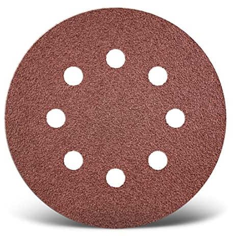 MENZER Red Disques abrasifs auto-agrippants, 125 mm, 8 trous, p. Ponceuses excentriques, Corindon normal (Lot de 50) G80