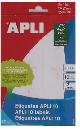 APLI 1640 - Weiße Etiketten (19 x 27) 10 Blatt