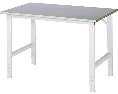 RAU Serie Tom (Grundtisch) Arbeitstisch, RAL 7035 lichtgrau, B1250 x T800 x H760-1080 mm