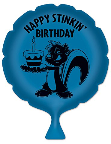 Beistle 54264 Stinkin' Birthday Stinktier-Design Lustiges Furzkissen mit Streichmotiv, Partygeschenk, Nicht zutreffend, blau/schwarz