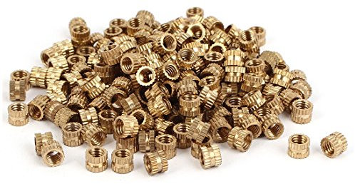 sourcing map Knurled Insert Nuts - 200Pcs M4 x 0.7mm Female Thread Brass Threaded Insert Embedment Nuts for 3D Printer