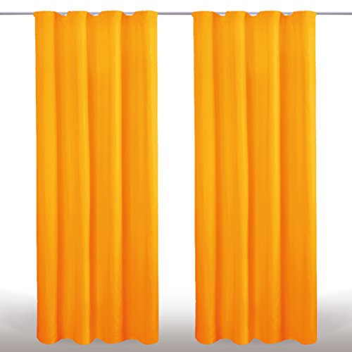 Bestlivings Vorhang Blickdicht (140x145cm / 2 Stück) Gardine Uni (Orange) mit Kräuselband/Universalband, Dekoschal für Fenster, Balkon - Dekorativer Gardinenschal