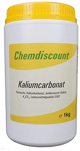 Kaliumcarbonat Pottasche Lebensmittelqualität E501 1kg Schraubdeckeldose