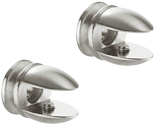 Gedotec DESIGN Glasbodenträger Tablarträger Klemmtablarträger Modell Safety | Edelstahl Optik | Fachbodenträger für Holz und Glas | Regalbodenträger für Tablardicke 5-8 mm | 2 Stück