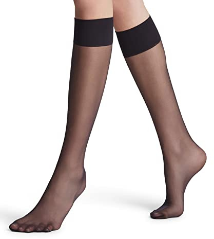 FALKE Damen Kniestrümpfe Pure Matt 20 DEN W KH Transparent einfarbig 1 Paar, Schwarz (Black 3009), 35-38
