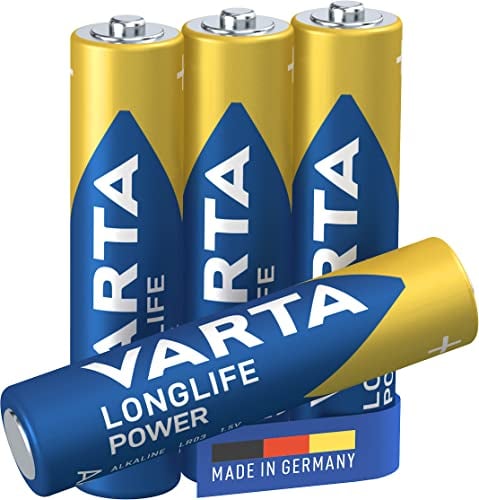 VARTA Longlife Power Batterie AAA Micro LR06 (pacco da 4) Batteria alcalina - Made in Germany - Ideali per giocattoli, torce, controller e altri dispositivi a batteria