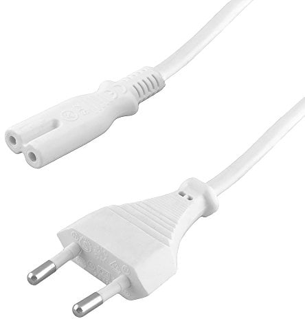 BestPlug 1,5 Meter Strom-Kabel Netz-Kabel, Euro-Stecker männlich auf C7 Buchse Kupplung weiblich, Weiss