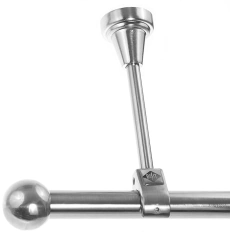 BASIT Gardinenstange Deckenmontage 1 läufig 360 cm lang Edelstahl Look Set Metall 1-läufige Vorhangstange Deckenmontage Ø20mm I 120-600cm wählbar D51R