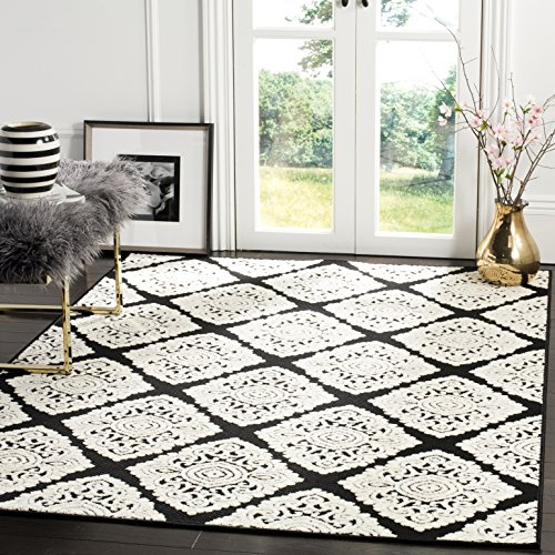 Safavieh Traditionell Teppich für Wohnzimmer, Esszimmer, Schlafzimmer - Cottage Collection, Kurzer Flor, Anthrazit und Creme, 201 X 290 cm