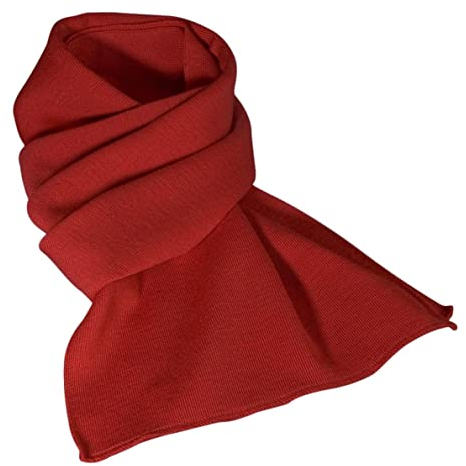 HANSEHELD Strickschal aus 100% Schurwolle - Merino - Rot | Wollschal | Feinstrick Schal 100% Wolle (Merino) | Mulesingfrei | Made in Germany