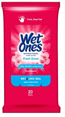 Wet Ones Antibacterial Hand Wipes, 20 Count