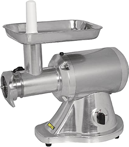 Buffalo Hachoir à viande 800 W robuste de qualité professionnel, acier inoxydable, puissance : 250 kg/h, hachoir à viande robuste, trémie en acier inoxydable, fourni avec des disques de hachage, CD400