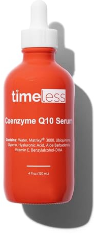 Timeless Skin Care Coenzyme Q10 Serum - Gesichtsserum mit Coenzym Q10 Ubiquinol, Matrixyl® 3000 und Hyaluronsäure, Anti-Aging, feuchtigkeitsspendend, gegen Falten - 120ml