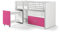 VIPACK Bonny Hochbett, Spielbett, Funktionsbett, Kinderbett, Holzwerkstoff, Farbe 44 weiß Fuchsia, 207 x 116 x 98 cm