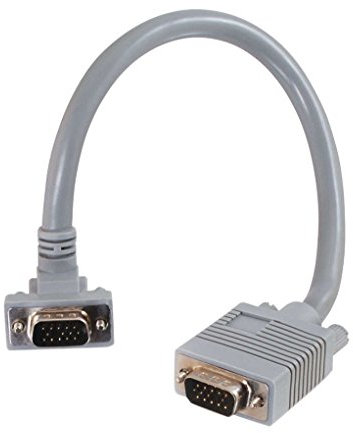 C2G 7M Premium HD15 SXGA VGA to VGA Monitor Cable with 90 Degree Connector. Male VGA to Male 90 degree VGA Computer Cable