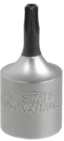 SW-Stahl 6,3 mm (1/4) IP20 T-Plus Schraubendreheinsatz - Fünfstern | Chrom-Vanadium-Stahl matt verchromt, 26 mm Länge, mit Stirnlochbohrung für VAG, Ford, Daimler-Benz & Landmaschinen