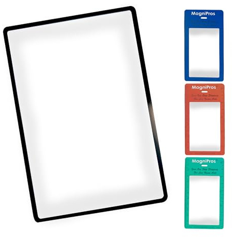 MagniPros Premium 3X (300%) Page Magnifying Fresnel Lens Magnifier 4.5 x 7 with 3 Bookmark Fresnel Lens Magnifiers for Reading Small Prints, Low Vision Aids & Solar Projects