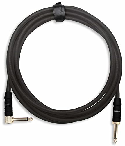 Pronomic Trendline INST-A-3S Klinkenkabel 3m (Professionelles Gitarren-/Instrumentenkabel, 6,3mm Klinke, 24 Karat vergoldet, flexibler und robuster Außenmantel, inkl. Kabelklette) schwarz